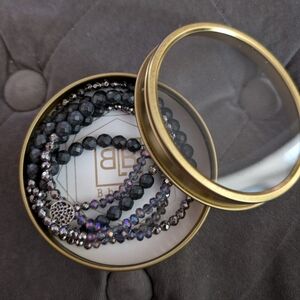 B.b.Lila Beaded Necklace/bracelet Grey, slightly Elastic, 16"